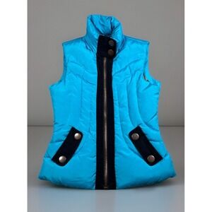 Black Rivet Vest Women X-Small SJacket Detachable‎ Faux Fur Hood Full Zip Blue